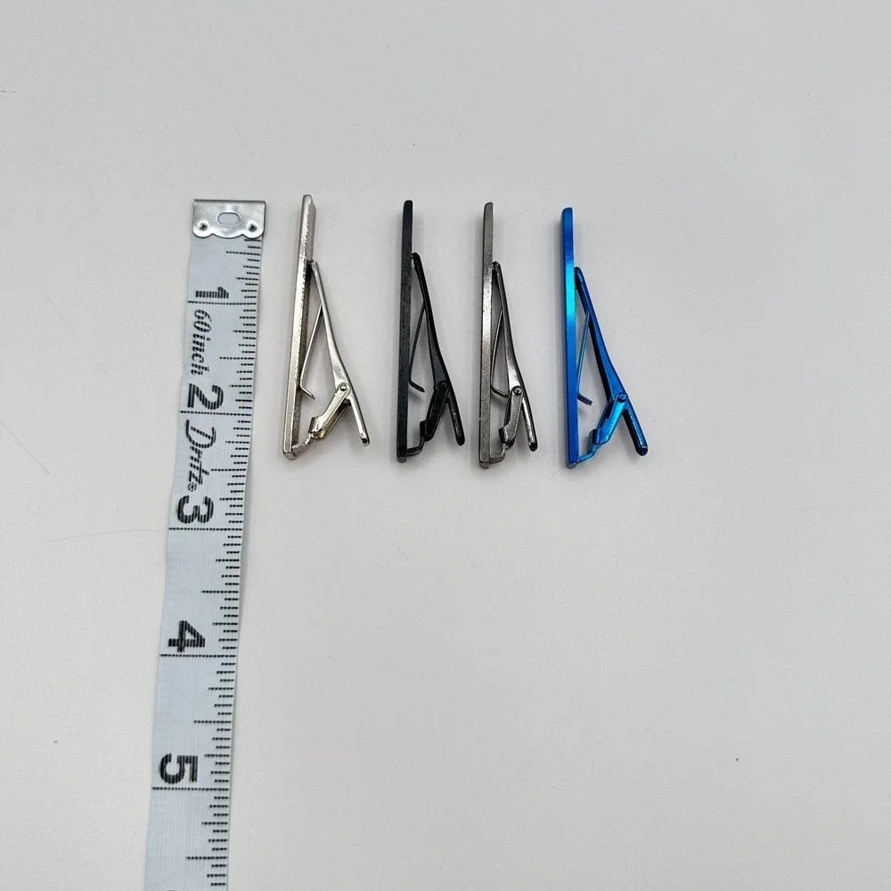 Vintage 90s 4 pcs Men's Tie Clip Bar Set Classic  Silver Tone Pin Retro‎ Jewelry
